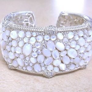 JUDITH RIPKA COUTURE WIDE STERLING SILVER CUFF.